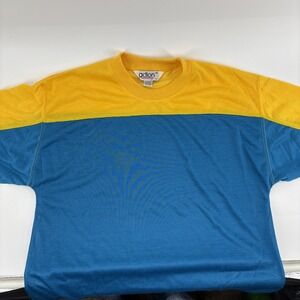 Vintage 80's Action Single Stitch 3/4 Sleeve Tee Blue And Yellow Size Medium